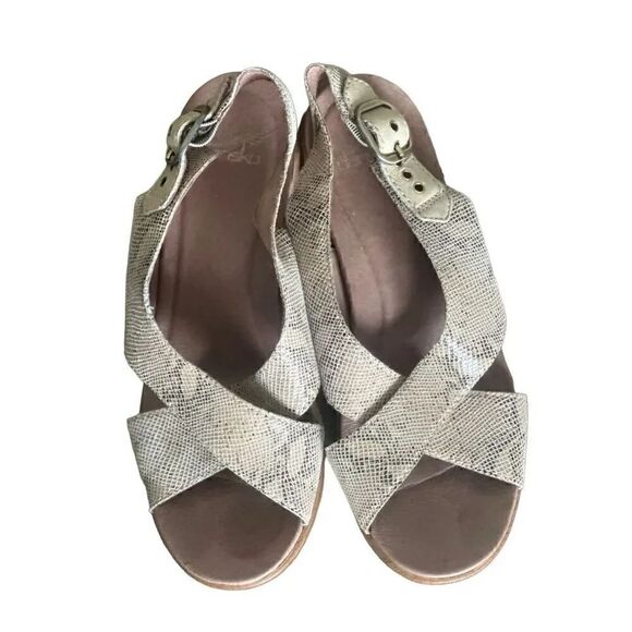 Dansko Shoes - Dansko Jacinda Taupe Snake Slingback Sandals Size 38. US Size 7.5 - 8